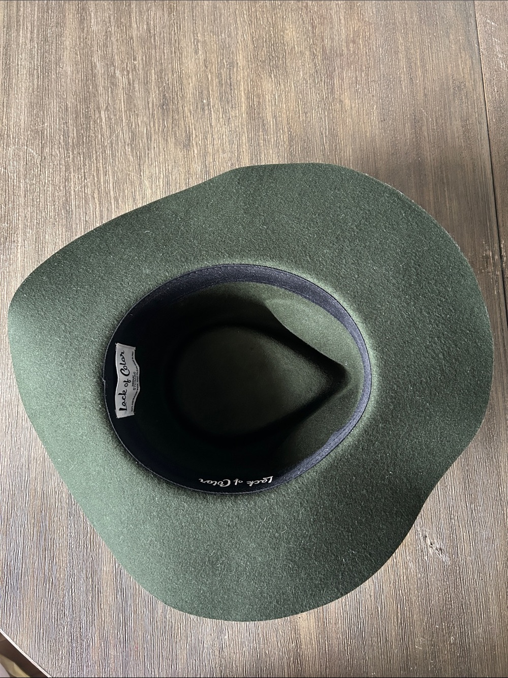 Lack Of Color Olive Green Wool Felt Wide-Brim Hat,Medium 57CM(M), Like New. - Picture 10 of 12